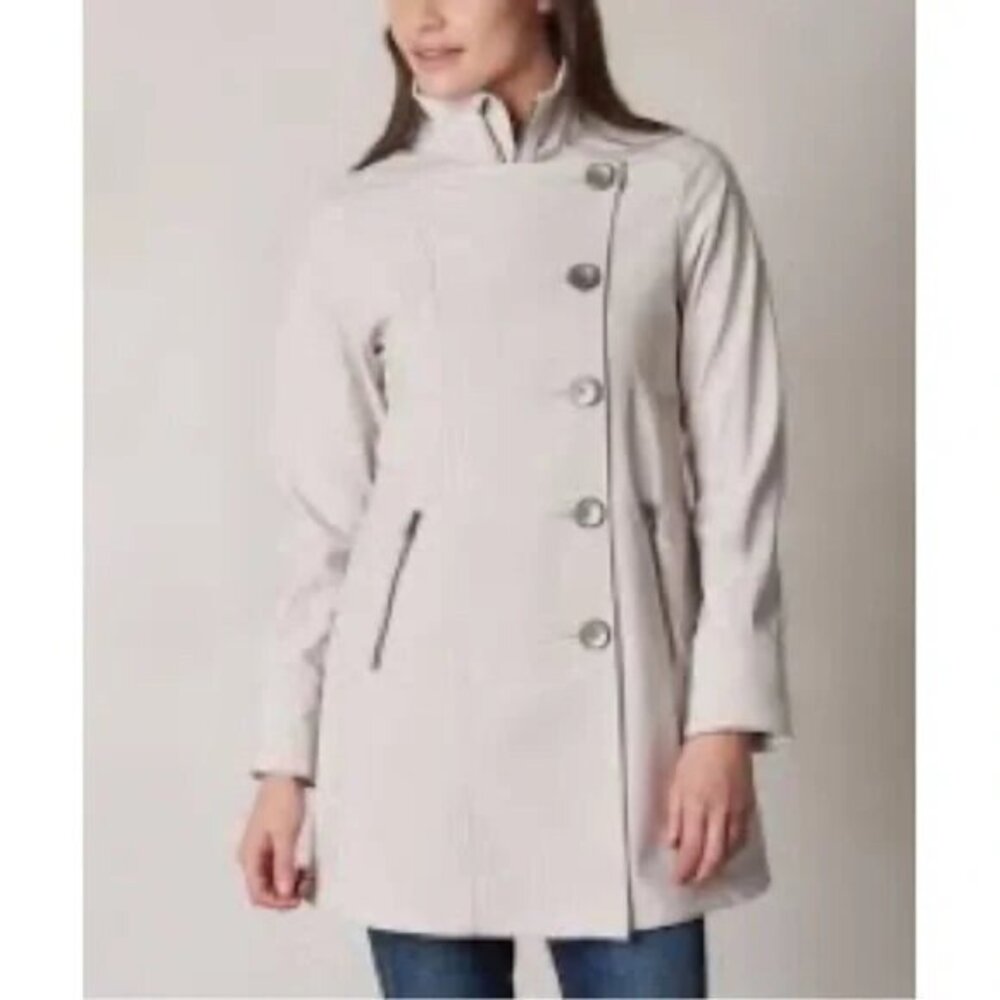 Prana Martina Water Repellent Long Trench Jacket in Cream Size M